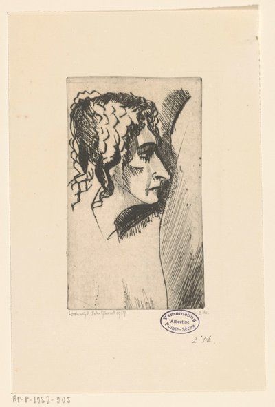 Kopf einer Frau von Lodewijk Schelfhout (signed by artist)