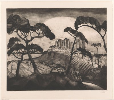 Schloss auf einem Hügel von Lodewijk Schelfhout (signed by artist)