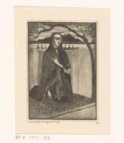 Frau bei einem Grab von Lodewijk Schelfhout (signed by artist)