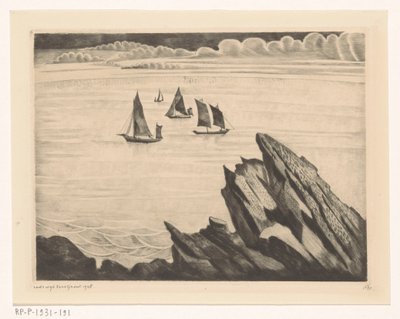Segelschiffe an der bretonischen Küste von Lodewijk Schelfhout (signed by artist)