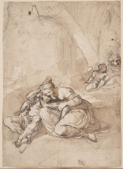 Armida verzaubert Rinaldo im Zaubergarten (Szene aus Torquato Tassos Gerusalemme Liberata) von Lodovico Carracci