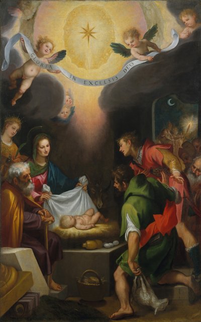Die Anbetung der Hirten mit der Heiligen Katharina von Alexandria, 1599 von Lodovico Cigoli