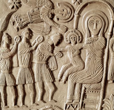 Archäologie des Mittelalters: Anbetung der Heiligen Drei Könige, Relief des Altars von Herzog Rachis von Lombard School