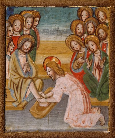 Fußwaschung, Detail aus Geschichten von Christus, tragbarer Altar von anonymem lombardischen Maler von Lombard School