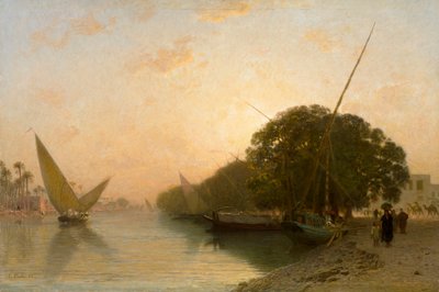 Kanal von Mahmoudieh in Alexandria am Abend, Ägypten von Léon Belly