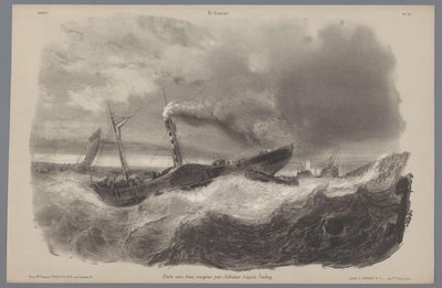 Raddampfer im Sturm von Léon Jean Baptiste Sabatier