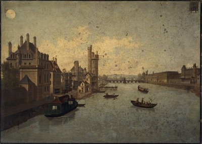 Hôtel de Conti, Tour de Nesle, Louvre, vom Pont-Neuf aus gesehen von Léon Rolla