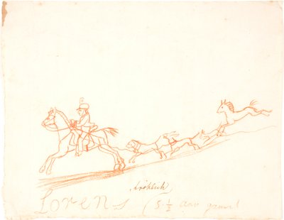Ein Reiter, Pferd und Hunde von Lorenz Frølich