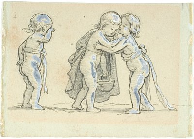 Vignette mit Kindern, die Abschied nehmen von Lorenz Frølich