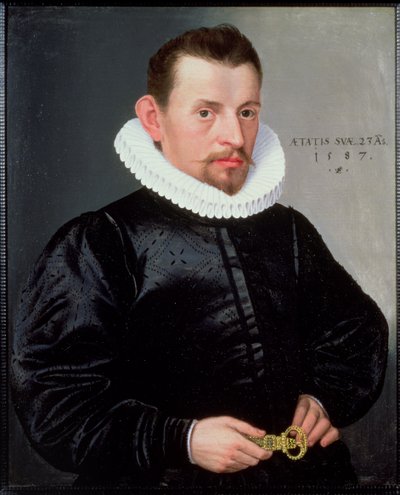 Porträt eines jungen Mannes mit Halskrause, 1587 von Lorenz Strauch
