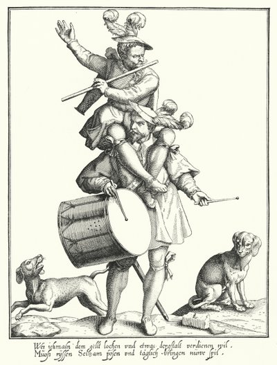 Der Trommler und der Pfeifer (Gravur) von Lorenz Strauch