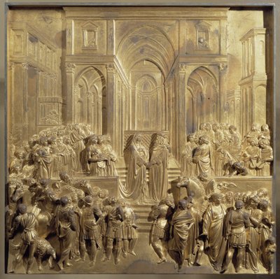 Das Treffen von König Salomo und der Königin von Saba. Originaltafel der Paradiespforte von Lorenzo Ghiberti