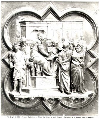 Pontius Pilatus wäscht seine Hände, Relief von den Türen des Baptisteriums, ca. 1403 von Lorenzo Ghiberti