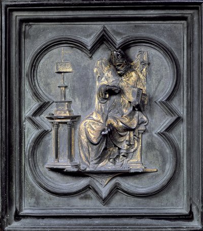 St. Augustinus, Tafel H der Nordtüren des Baptisteriums von San Giovanni, 1403-24 von Lorenzo Ghiberti