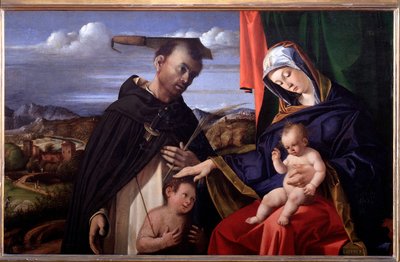 Madonna und Kind mit St. Peter von Verona von Lorenzo Lotto
