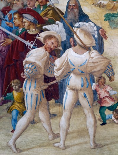Martyrium der Heiligen Barbara, Detail aus den Geschichten der Heiligen Barbara von Lorenzo Lotto