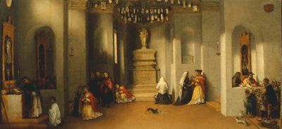 Die Berufung der Heiligen Lucia, erstes Panel der Predella des Altarbildes der Heiligen Lucia von Lorenzo Lotto