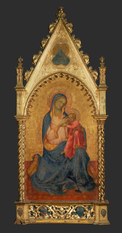 Madonna mit Kind, im Medaillon oben: Gottvater von Lorenzo Monaco
