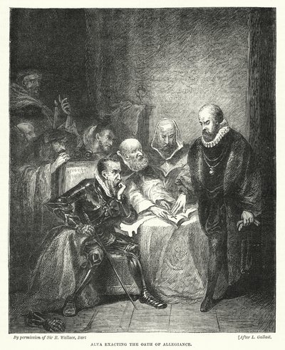 Alva fordert den Treueeid von Louis (after) Gallait