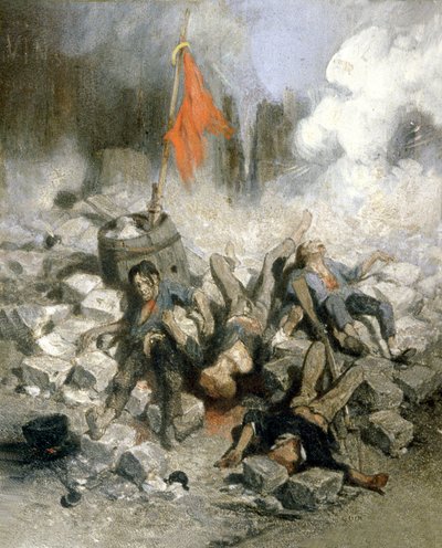 Revolution von 1848: Barrikaden in Paris von Louis Adolphe Hervier