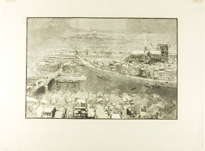 Paris im Schnee, gesehen vom Turm von Saint-Gervais von Louis Auguste Lepère