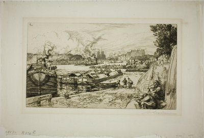 Die Seine an der Mündung des Canal Saint-Martin von Louis Auguste Lepère