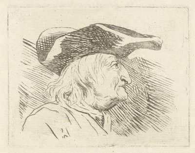 Männerkopf mit Hut im Profil nach rechts von Louis Bernard Coclers