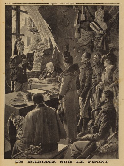 Eine Hochzeit an der Front, Hauteville, Arras, Frankreich, Erster Weltkrieg von Louis Charles (after) Bombled