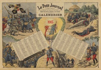 Kalender für 1915 mit Schlachtszenen des Ersten Weltkriegs von Louis Charles (after) Bombled