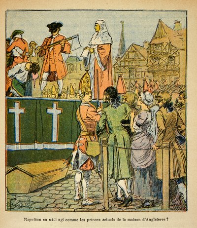 Illustration aus dem Buch „The Memorial of Saint Helene“ von Graf Emmanuel de Las Cases: Öffentliche Hinrichtung in England im 18. Jahrhundert von Louis Charles Bombled
