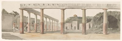 Ansicht der römischen Kasernen und Kolonnaden in Pompeji von Louis Ducros