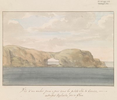 Ansicht eines durchbrochenen Felsens auf der kleinen Insel Cumina bei Gozo (Voyage en Italie, en Sicile et à Malte - 1778) von Louis Ducros
