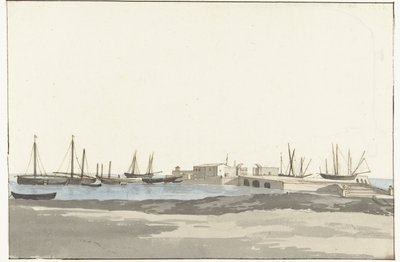 Hafen von Barletta mit Schiffen von Louis Ducros