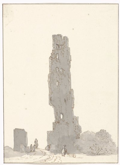Ruine eines Turms entlang der großen Straße zwischen Terracina und Fondi (Reise nach Italien, Sizilien und Malta - 1778) von Louis Ducros