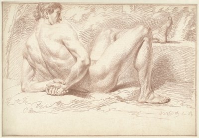Männlicher Akt, liegend, die Arme auf dem Rücken von Louis Fabritius Dubourg