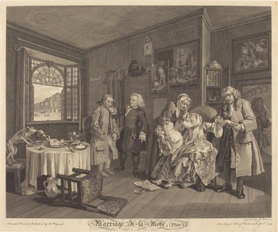 Heiraten à la Mode: pl.6 von Louis Gerard Scotin after William Hogarth