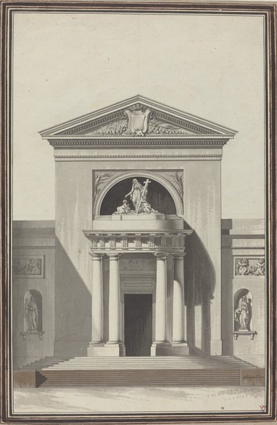 Fassade für eine Kirche mit einer Skulptur, die den Glauben darstellt von Louis Gustave Taraval
