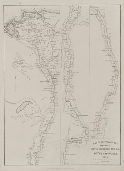 Ägypten und Nubien, Band III: Karte zur Veranschaulichung der Skizzen von David Roberts, Esq: R.A. in Ägypten und Nubien 1849 von Louis Haghe