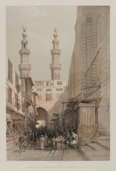 Ägypten und Nubien, Band III: Minarette und Haupteingang der Metwaleys, in Kairo von Louis Haghe