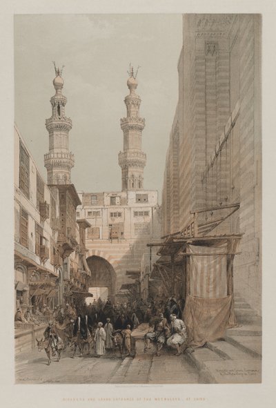 Ägypten und Nubien, Band III: Minarette und Haupteingang der Metwaleys in Kairo von Louis Haghe