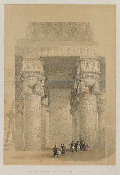 Ägypten und Nubien, Band II: Blick unter dem Portikus des Tempels von Dendera, 1849 von Louis Haghe