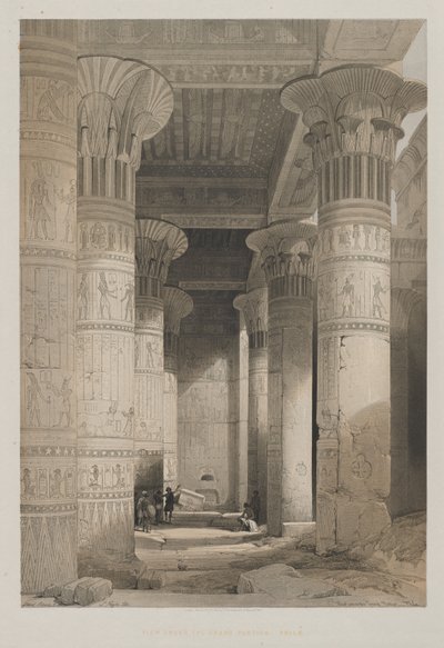 Ägypten und Nubien, Band I: Blick unter dem großen Portikus des Tempels, Philae von Louis Haghe