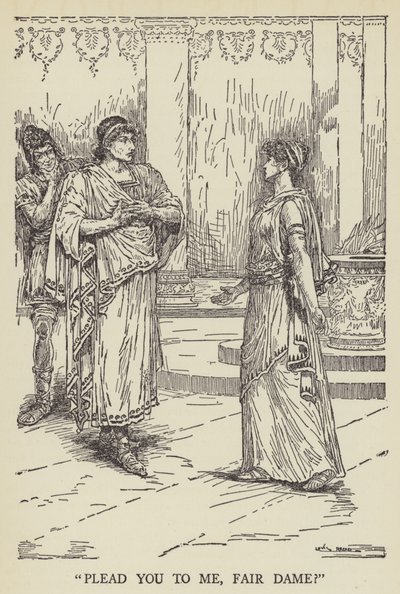 Flehen Sie mich an, schöne Dame? von Louis John Rhead