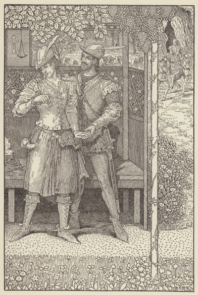 Robin Hood und Marian in ihrer Laube von Louis John Rhead