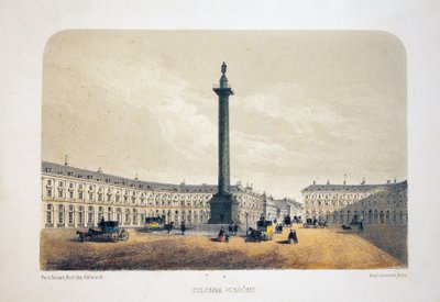 Vendome-Säule, Paris. Lithografie Aquarell, Illustration von Arnout, in „Album, Souvenirs de Paris“, Daziaro Herausgeber, Paris von Louis Jules Arnout