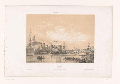 Blick auf den Hafen und das Schloss von Brest von Louis Le Breton