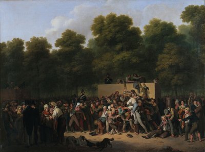 Verteilung von Wein und Essen auf den Champs-Élysées anlässlich des Königs... von Louis Leopold Boilly