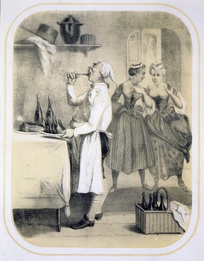 Völlerei in der Küche, aus einer Serie von Drucken, die die sieben Todsünden darstellen, um 1850 von Louis Leopold Boilly