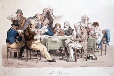 Männer lesen Zeitungen - Gravur von Louis Boilly mit dem Titel Les journaux von Louis Leopold Boilly