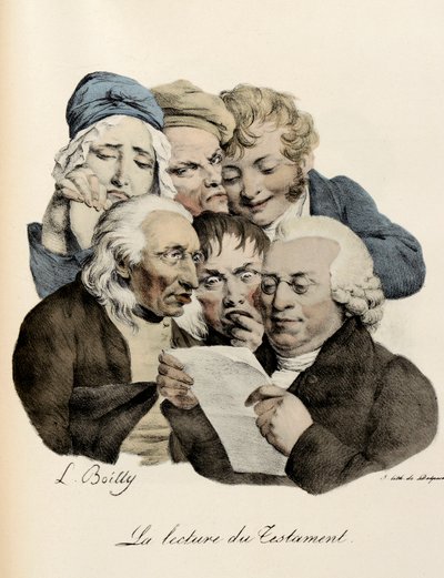Das Lesen des Testaments. Gravur von Louis-Leopold Boilly von Louis Leopold Boilly